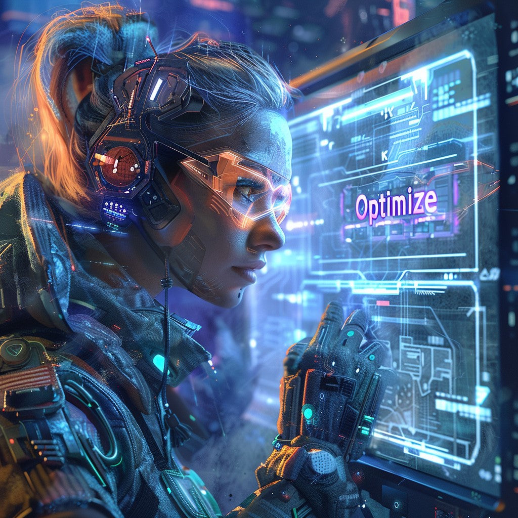 Cyberpunk woman landing page optimization